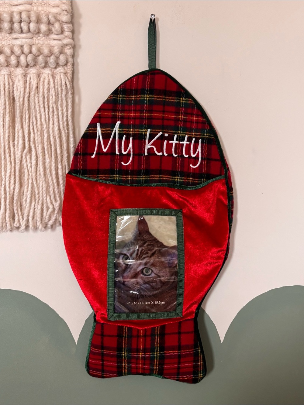 DanDee Collector's Choice Fish-Shaped Photo Christmas Stocking My Kitty Cat